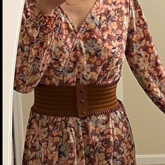 Ultra Wide Brown corset elastic boho stretch waist ruffle statement dress Belt - Picture 4 of 11